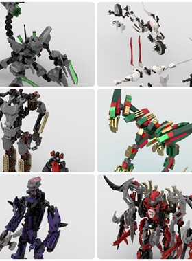 定制积木Ikame机甲生化战士摩托车蝎子机甲蛇王Toa Naj生化战士