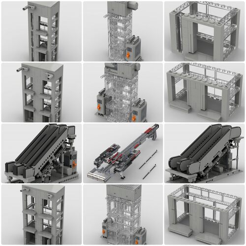 定制积木手动升降电梯电动扶梯十字弓弩弹珠赛道发射台迪迦奥特曼