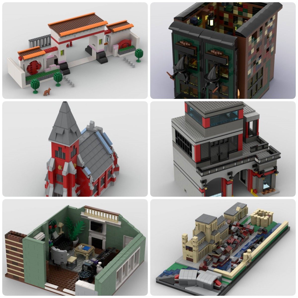 定制积木芭芭拉客厅约克天际线消防站奥利凡德工作室学校大门教堂