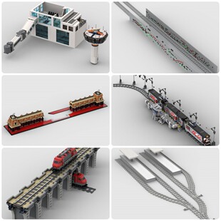 定制积木创意设计新款儿童拼搭玩具火车站城际列车桥梁机场火车道