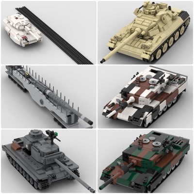 定制积木豹2A4主战坦克T-34坦克利奥波德列车炮2布伦努斯主战坦克