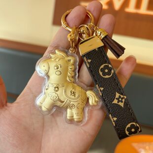 水贝黄金马上有钱钥匙扣999小马挂件包包手机挂绳礼物送女友