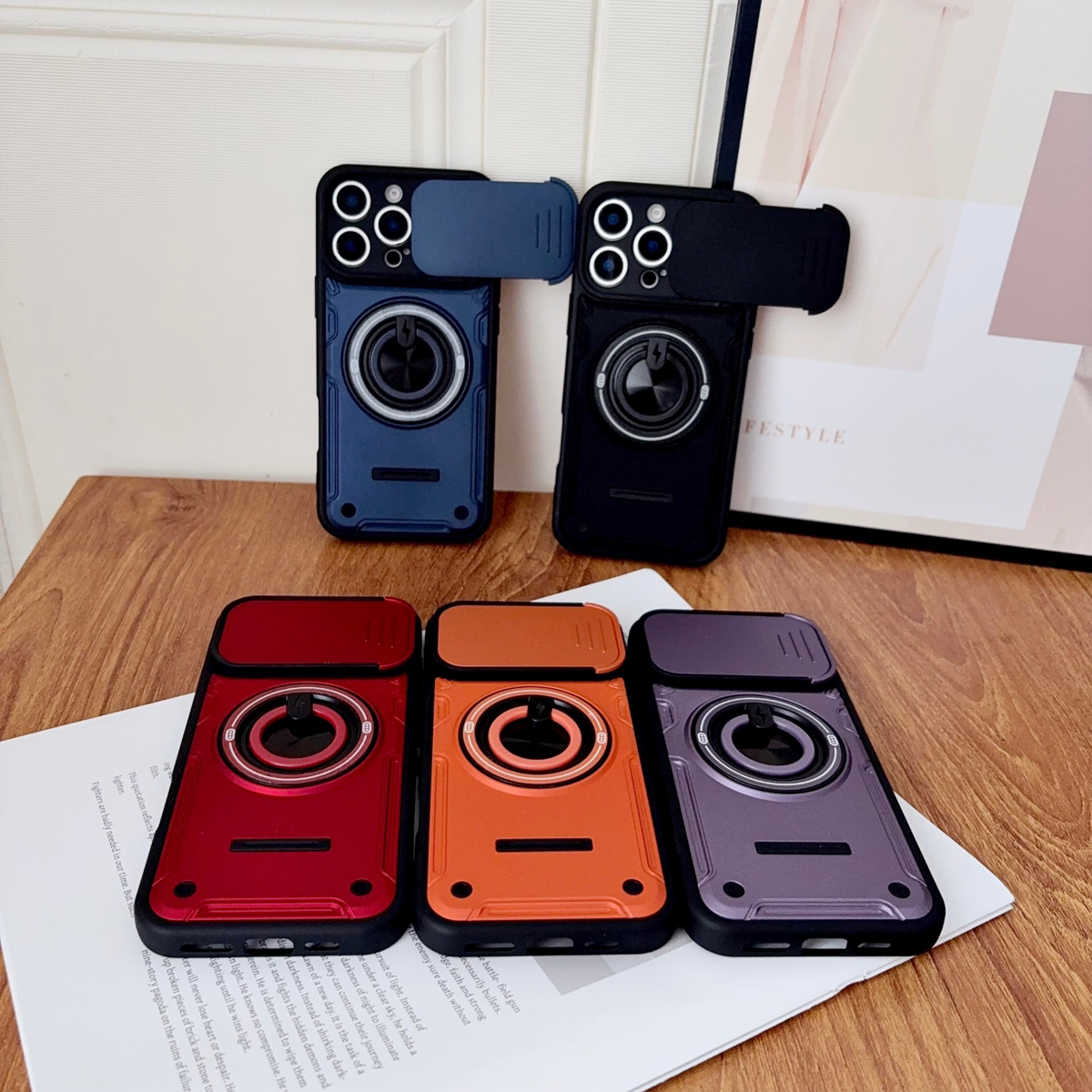 适用于苹果16手机壳IPHONE 17PROMAX保护套16新品TPU+PC手机壳车载功能16Pro便携指环支架保护壳防摔简约全包图片
