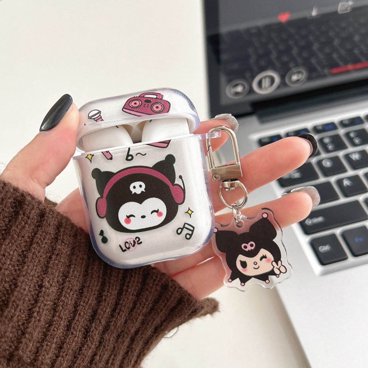 音乐库洛米适用于airpodspro2保护套适用于苹果蓝牙耳机壳2代透明黑色3代硅胶pro卡通可爱女生4代套全包防摔