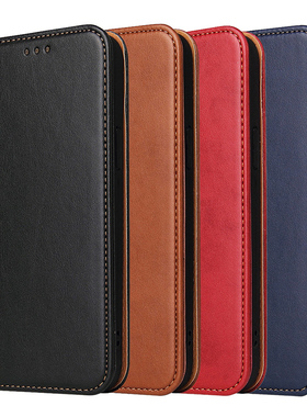 air适用苹果14promax翻盖手机壳iphone17掀盖保护套16磁吸15Plus皮革插卡对开13折叠28纯红棕蓝黑色Case Flip