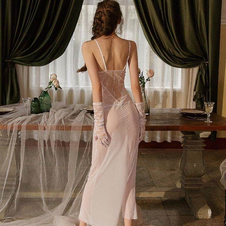 奢华诱惑gogo性感睡裙新娘婚纱制服情趣内衣蕾丝透视纯欲吊带私房