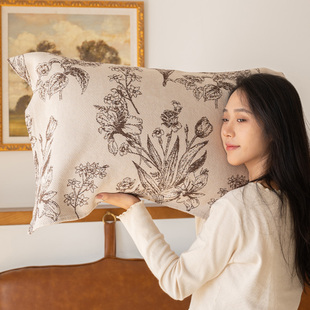 花枝素语纯棉枕巾一对女家用吸汗防头油可爱复古全棉纱布枕头毛巾