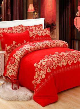 极速结婚大红色被套单件15米婚庆单双人加厚I棉被罩18x20x23被子
