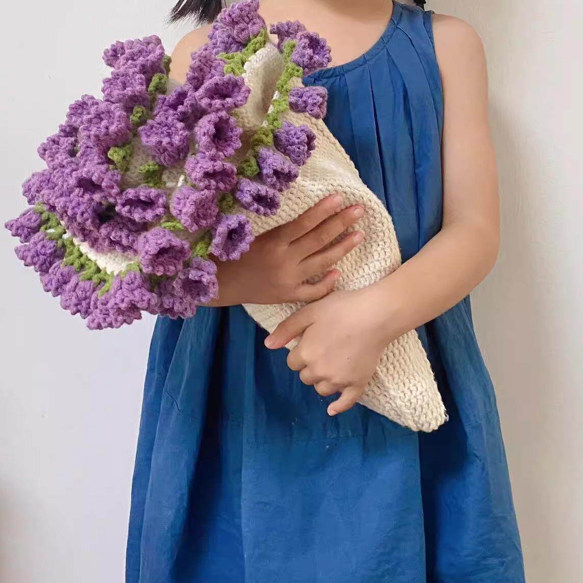 铃兰花玫瑰花毛线花束毯子手工编织diy材料包钩织花朵毛毯勾针新