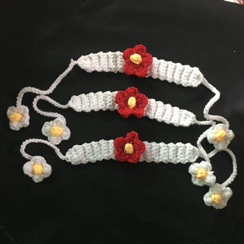 小红花手环白雪公主发圈大肠钩针同款毛线编织材料包diy自制品送
