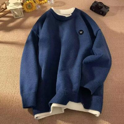 新款百搭加绒加厚秋冬毛衣男中年爸爸装针织衫爷爷保暖上衣潮流