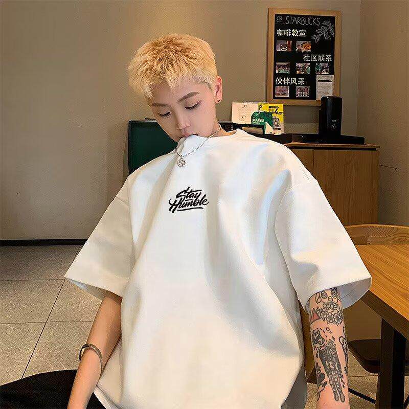 2026新款重磅美式简约宽松加T恤胖子短袖加肥加大码男装ins半袖夏