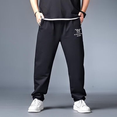 秋冬加绒大码休闲裤男加肥加大胖子宽松运动裤垂感显瘦直筒裤