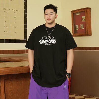美式复古重磅2024胖子大码短袖新款T恤夏季宽松潮牌潮流半袖