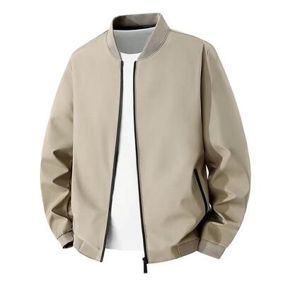 男士外套夹克衫棒球领春秋季新款休闲百搭纯色中青年爸爸装