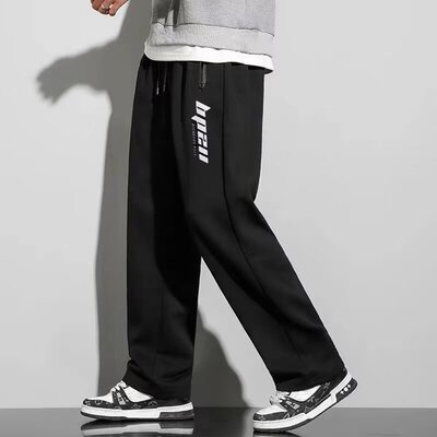 男生休闲裤春秋季潮牌卫裤宽松加肥加大码胖子直筒长裤男裤运动裤
