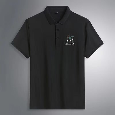 夏季男士商务翻领纯色polo衫中老年短袖休闲爸爸装加大码男装t恤