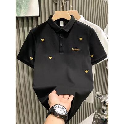 轻奢polo衫男短袖高端翻领t恤2025夏季新款男士潮牌刺绣半袖男装
