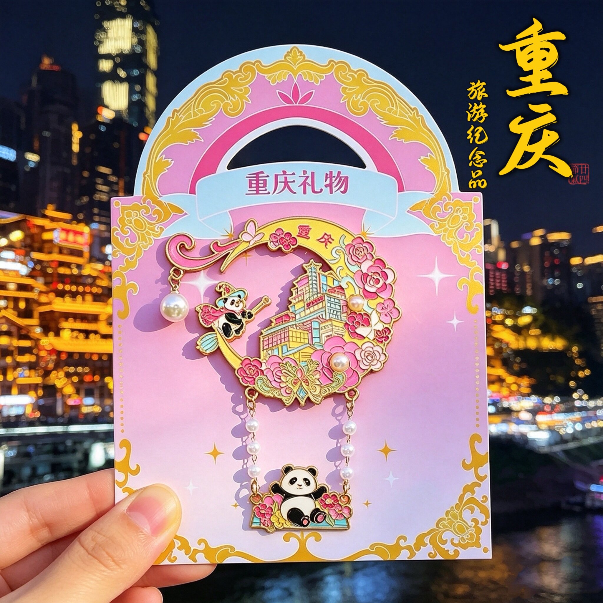 重庆文创金属流沙冰箱贴伴手礼图片