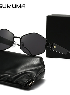 太阳镜女高级感2024新款miu高档墨镜海洋片菱形金属框ins网红同款