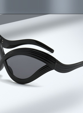 2023欧美未来风线条猫眼走秀太阳镜 米兰时尚嘻哈Y2K太阳眼镜墨镜