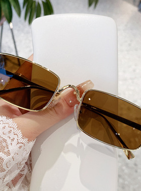 新款金属方形复古墨镜男潮小镜片太阳镜女网红凹造型嘻哈蹦迪眼镜