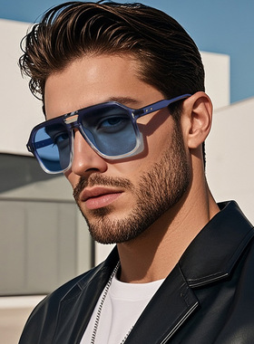 2025新款复古双梁男士大框太阳镜飞行员黑框墨镜欧美网红杜桥眼镜