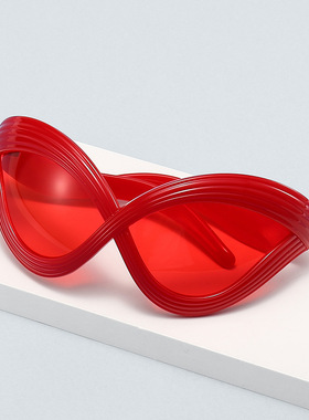 2023欧美未来风线条猫眼走秀太阳镜 米兰时尚嘻哈Y2K太阳眼镜墨镜