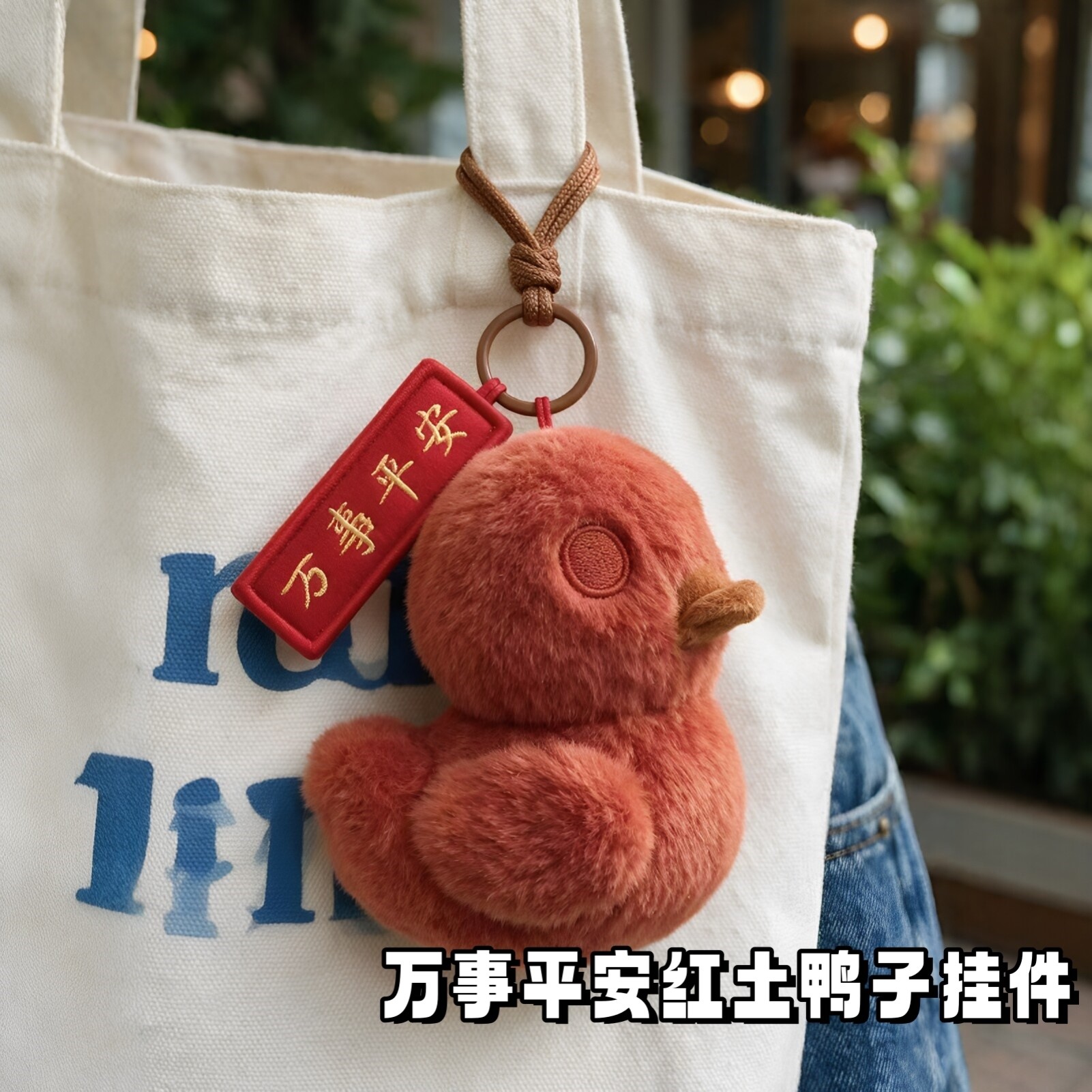 万事平安红土鸭毛绒包挂件