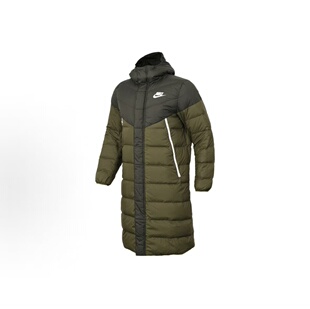 Nike Logo印花图案立领连帽长款羽绒服 男款山东JF仓 AA8854-355