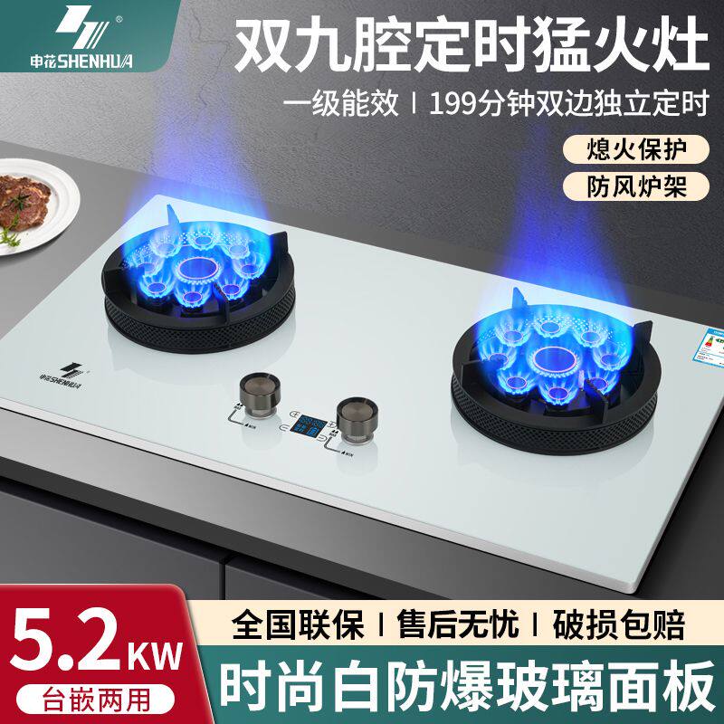 新款申花家用厨房双灶猛