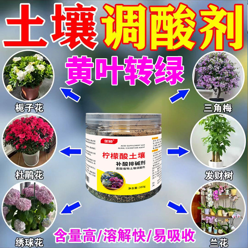 农用高纯柠檬酸土壤快速降碱调酸改善土质防黄叶绣球杜鹃绿植肥料