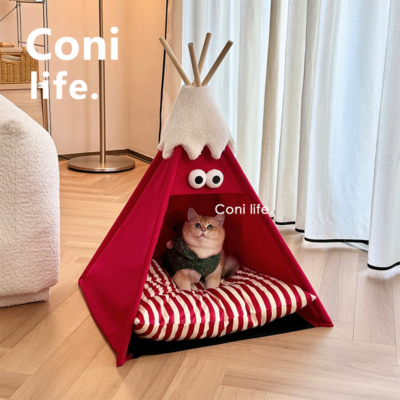 Coni life猫窝猫帐篷保暖冬天氛围感四季通用节日喜庆红色猫咪屋