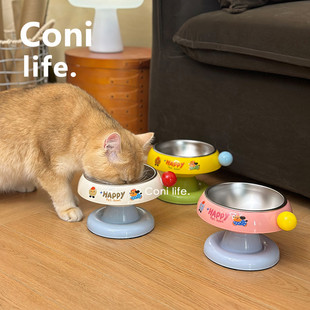 Coni life不锈钢猫碗猫食盆小型犬狗碗食盆不易打翻增高护颈粮碗