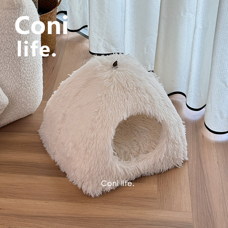 Coni life毛绒雪人猫窝封闭式四季通用猫咪房子狗窝冬季保暖猫屋