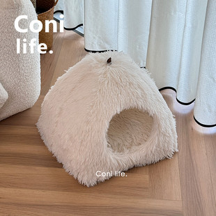 通用猫咪房子狗窝冬季 四季 保暖猫屋 life毛绒雪人猫窝封闭式 Coni