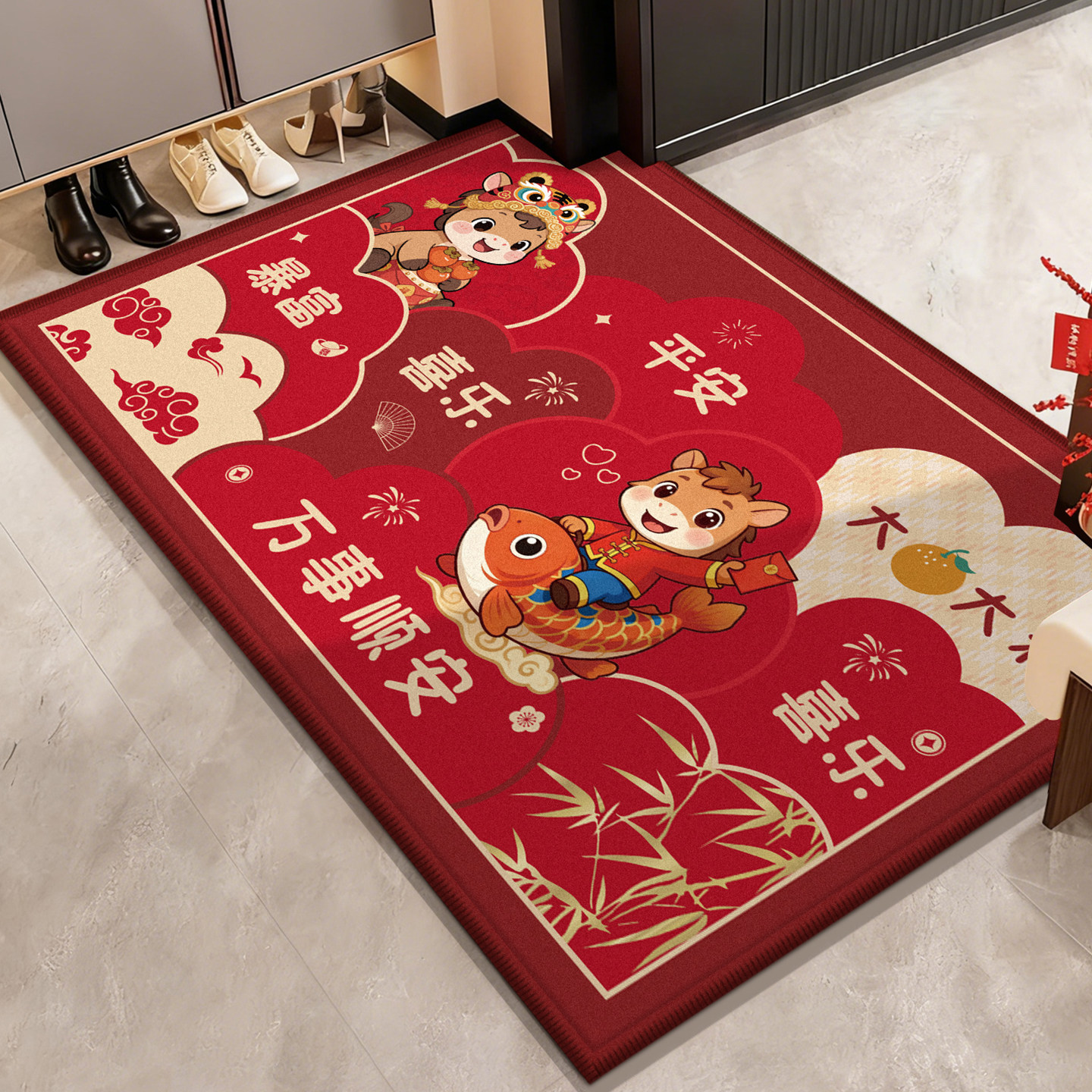 2026新款入门红色玄关喜庆脚踏垫入户门地垫入户门垫进门门口地毯,居家布艺,入户地垫,淘宝优惠券,粉丝福利购,淘宝优惠卷