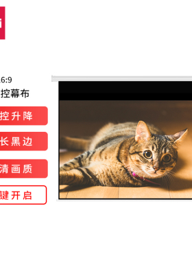 得力50473/50474/50475电动投影幕60/84/100英寸客厅遥控升降幕布