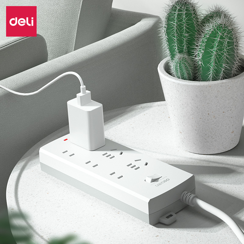 得力3994S延长线插座6组3/5米插排插家用插线板开关电源接线板
