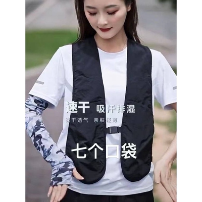 潮牌钓鱼休闲薄款机能工装无袖夏季外套户外口袋露营坎肩背心马甲