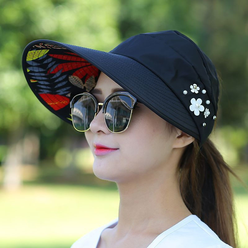 遮阳帽子女士可折叠防晒沙滩大檐凉帽紫外线防骑车空顶时尚太阳帽