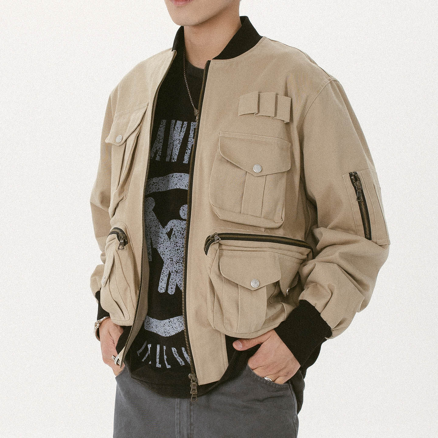 KetchupVintage卡其工装夹克秋冬