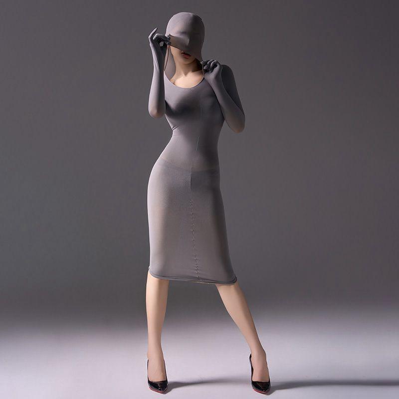 120D春秋五指套头天鹅绒丝袜睡裙