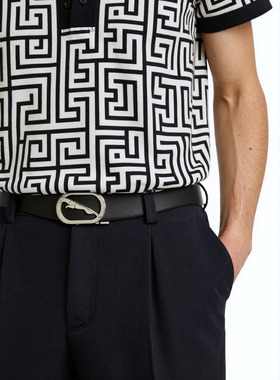 2026年头层牛皮轻奢男士经典自动扣皮带 豹子扣8字扣G扣H扣腰带