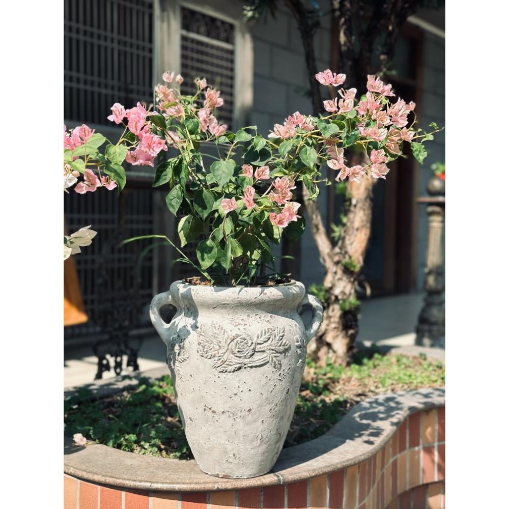 手压红陶做旧双耳蝴蝶结，双耳玫瑰花 复古透气透水 月季绣球