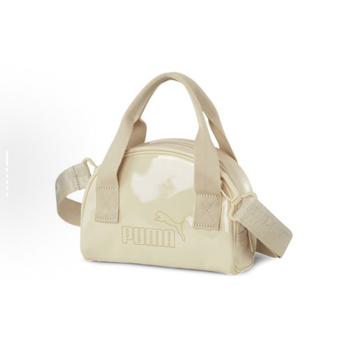 PUMA 烫金Logo纯色可拆卸肩带 手提斜挎单肩包 迷你 女款 流沙色