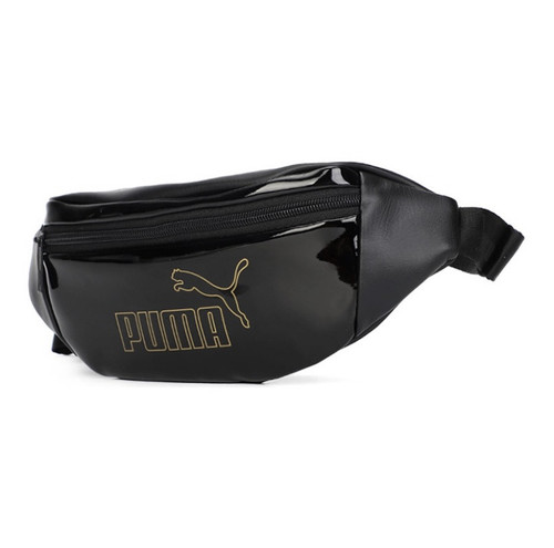 PUMA 彪马 亮面漆皮 单肩斜挎包腰包 常规 男女同款情侣款 黑色