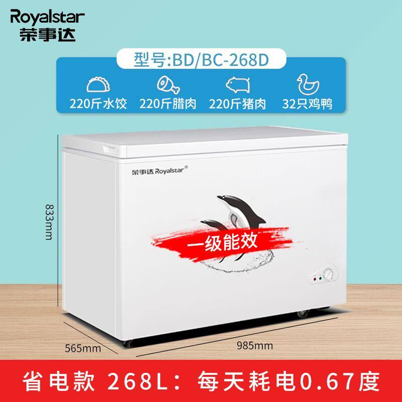 荣事达248/388L冰柜家用商用大容量全冷冻型冷柜节能省电冷冻柜