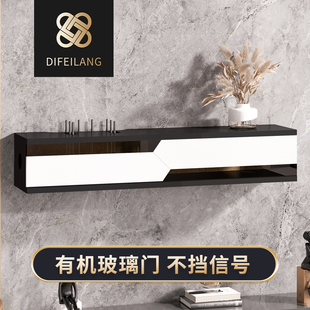 电视机顶盒子置物架墙壁挂免打孔wifi路由器收纳盒电线插座遮挡柜