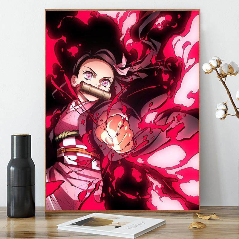 鬼灭之刃动漫钻石画2025新款手工diy粘贴砖带框儿童房装饰画满钻